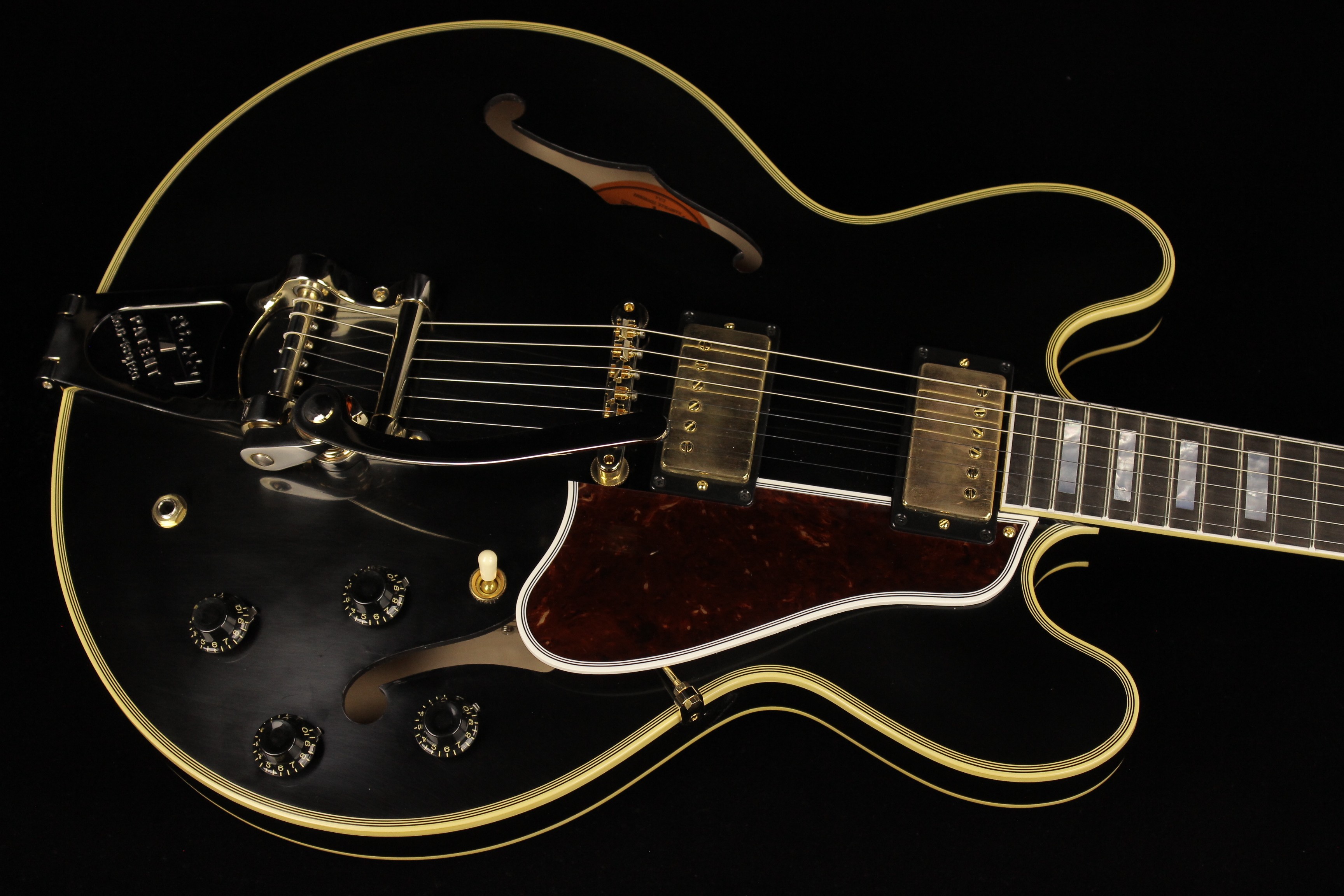 Gibson Custom 1959 ES-355 Reissue Stop Bar M2M w/Bigsby VOS Ebony (SN:  A931233) | Gino Guitars